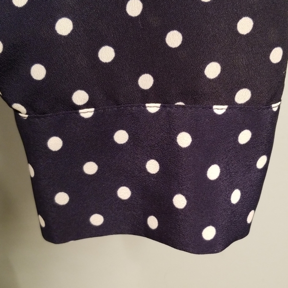 J. Crew Navy and White Polka Dot Henley Style Top - Picture 4 of 7